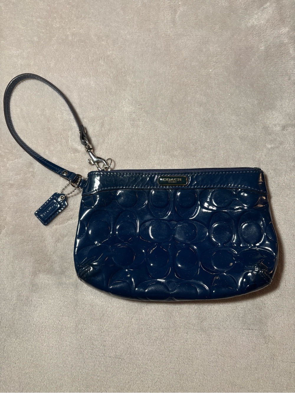 Coach Poppy patent leather wristlet